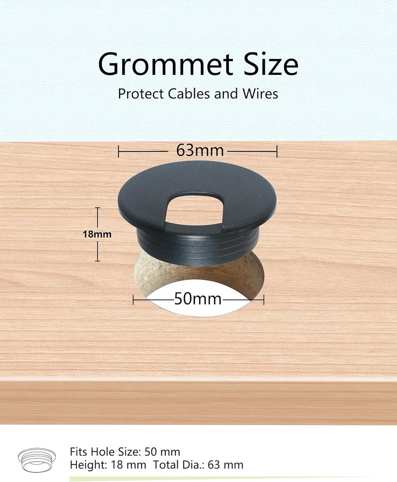 Bicafa 6 Pack Desk Grommet 2 Inch (50 mm) Bi-Metal Hole Saw Kit with Cord Wrap Coiled Tube Management,2 m Cable Sleeve Organizer with Table Hole Cover - Image 3